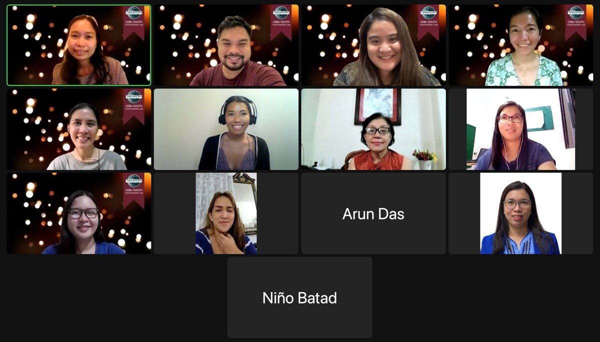 Cebu South Toastmasters Club meeting online during the pandemic